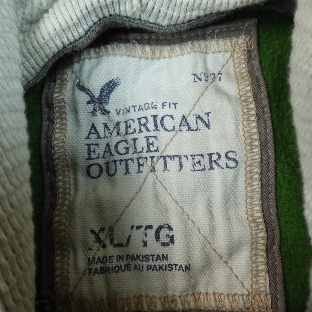 VTG American Eagle Hoodie Mens XL Green Full Zip Thermal Hood Sweatshirt Y2K 00s - Picture 4 of 10